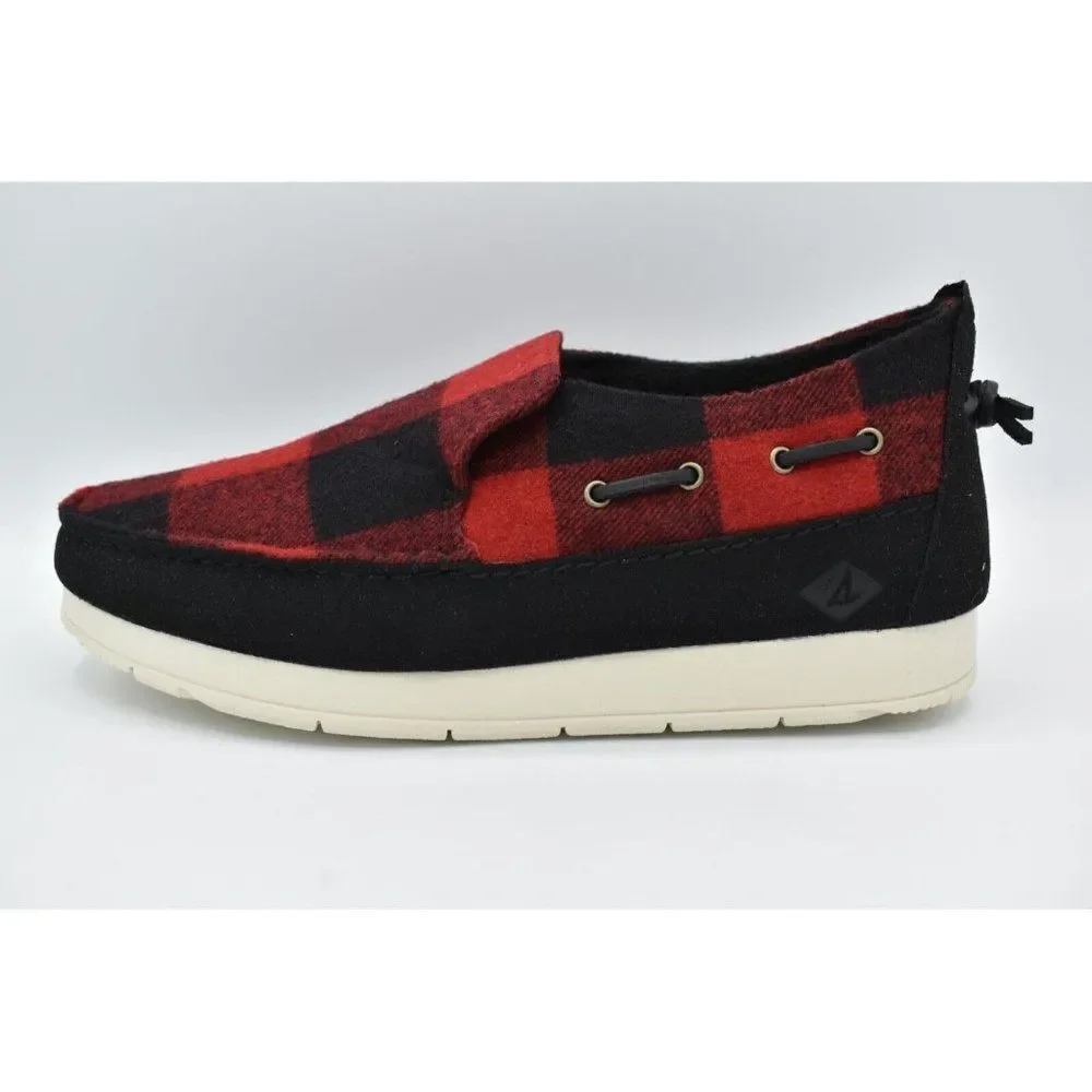Sperry Mens Size 10‎ Moc Sider Buffalo Check Plaid Red Wool Blend Slip On Shoes
